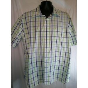 Vintage Tommy‎ Hilfiger Plaid Shirt Short Sleeve Button Up Casual XL